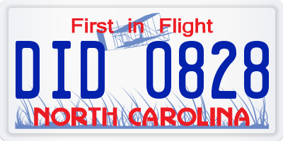 NC license plate DID0828