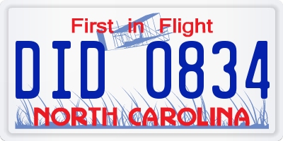 NC license plate DID0834