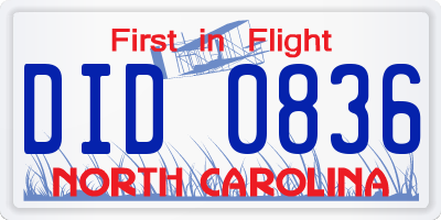 NC license plate DID0836