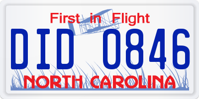NC license plate DID0846