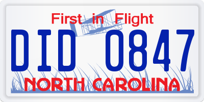 NC license plate DID0847