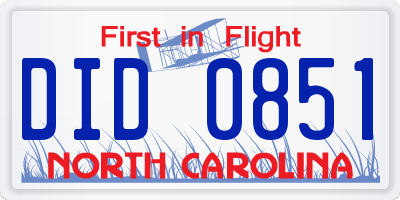 NC license plate DID0851