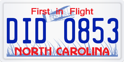 NC license plate DID0853