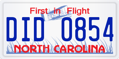 NC license plate DID0854