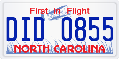 NC license plate DID0855