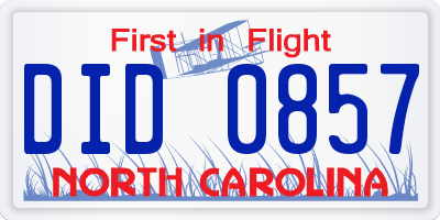 NC license plate DID0857