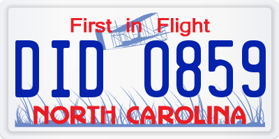 NC license plate DID0859