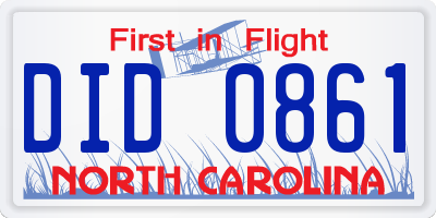 NC license plate DID0861