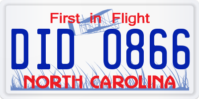 NC license plate DID0866