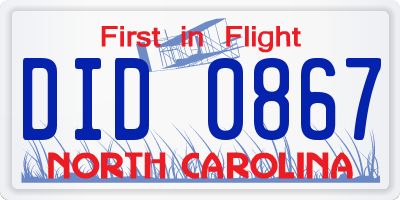 NC license plate DID0867