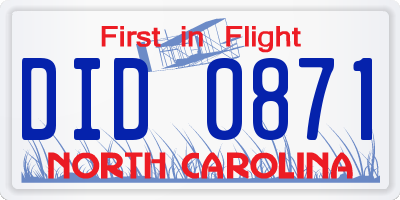 NC license plate DID0871