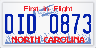 NC license plate DID0873