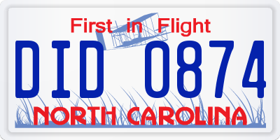 NC license plate DID0874