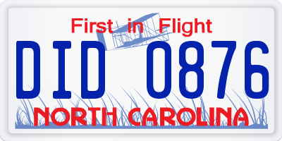 NC license plate DID0876