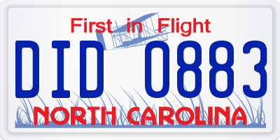 NC license plate DID0883