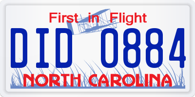 NC license plate DID0884