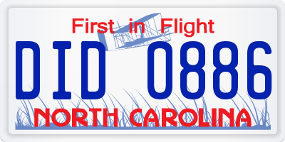 NC license plate DID0886