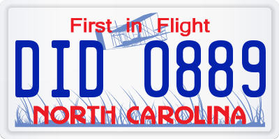 NC license plate DID0889