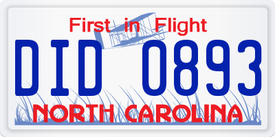 NC license plate DID0893
