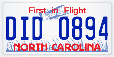 NC license plate DID0894