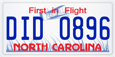 NC license plate DID0896