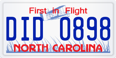 NC license plate DID0898