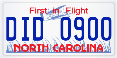 NC license plate DID0900