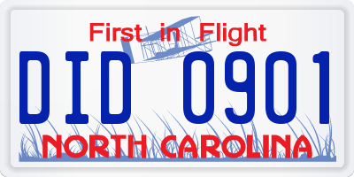 NC license plate DID0901