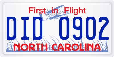 NC license plate DID0902