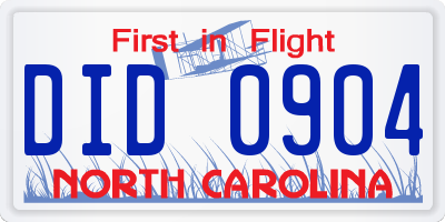 NC license plate DID0904