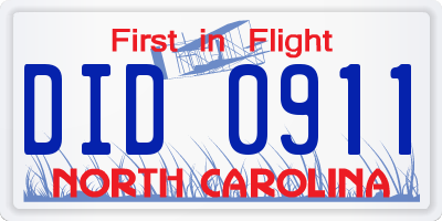 NC license plate DID0911