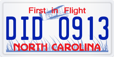 NC license plate DID0913