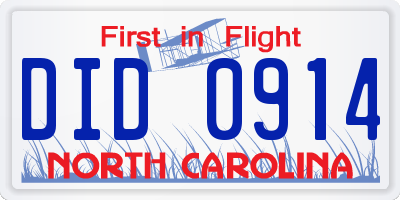 NC license plate DID0914