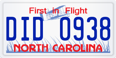 NC license plate DID0938
