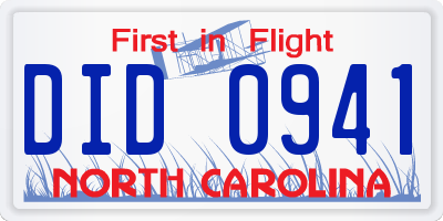 NC license plate DID0941