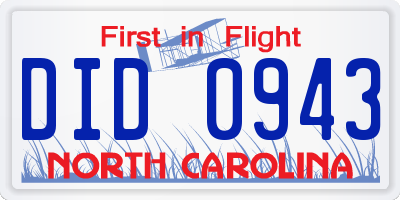 NC license plate DID0943