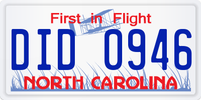 NC license plate DID0946