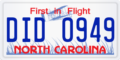 NC license plate DID0949