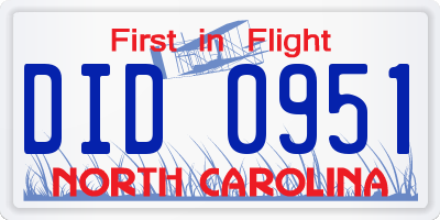 NC license plate DID0951