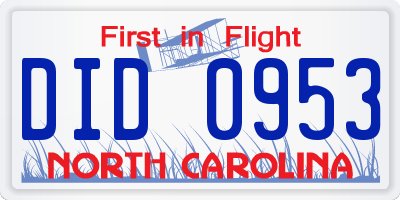 NC license plate DID0953