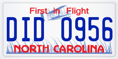 NC license plate DID0956