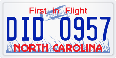 NC license plate DID0957