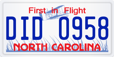 NC license plate DID0958