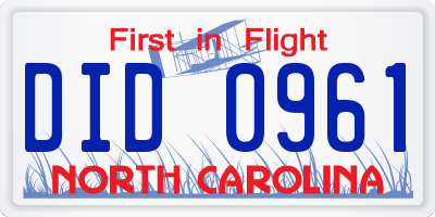 NC license plate DID0961