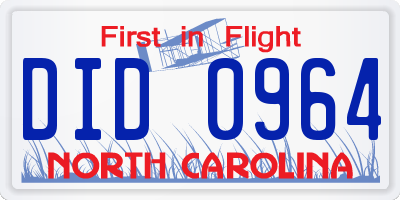 NC license plate DID0964