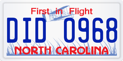 NC license plate DID0968