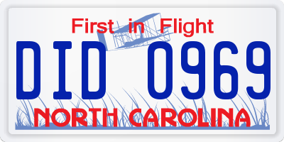 NC license plate DID0969