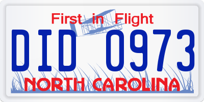 NC license plate DID0973