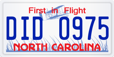 NC license plate DID0975