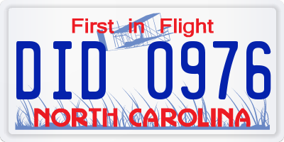 NC license plate DID0976